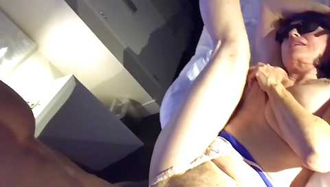 Busty grandma with big tits fucked by a big black dick