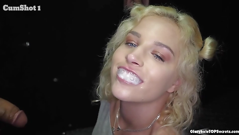 Blonde cum fiend gets fucked in a hardcore gangbang