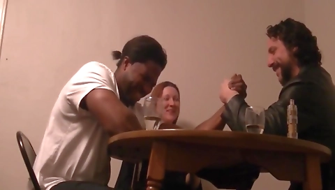 Cuckold fucks a hairy milf in an interracial threesome