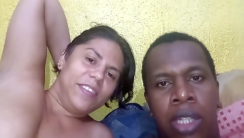 Ebony beauty in a casting with big dick in her mouth