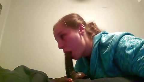 Brunette babe gets a hardcore deepthroat blowjob from an angel