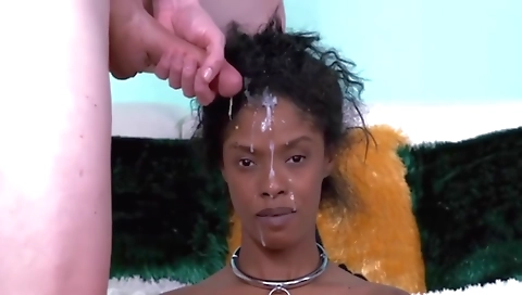 Red head ebony receives a massive dildo to get her shaved cock