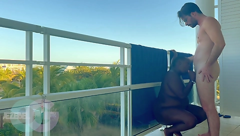 Play on a resort balcony leads to outdoor intercourse