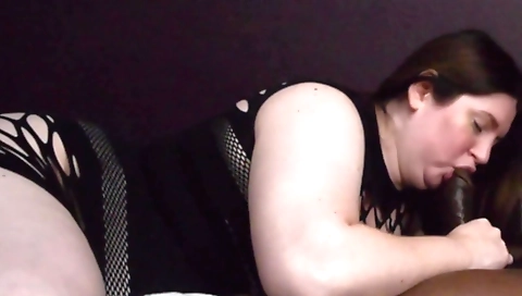 Hot brunette is deepthroat and she gets her pussy stretched by a cock