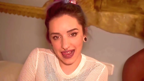 Interracial teen fucks with a black dick in fake scene