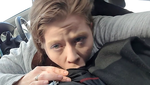 Big butt brunette fucked in a public car with a guy