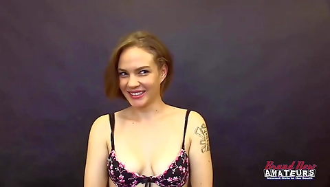 Tattooed blonde teen with deep throat and blue eyes