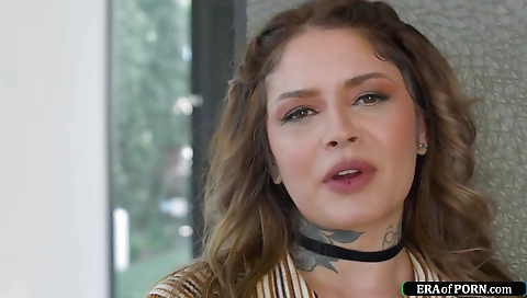 Latina with a tattooed ass gets fucked by her handsome dick