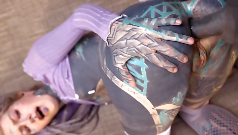 Interracial anal babes fucked by big dildo and a cock