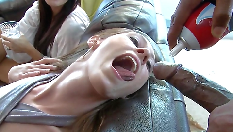 Hot amateur interracial sex with two babes and a boy