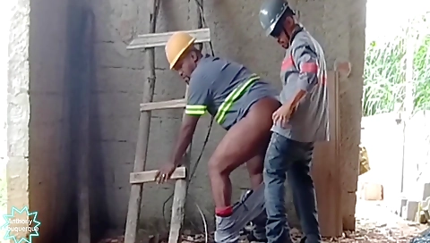 Ebony and black dildo in the service fuck at the service