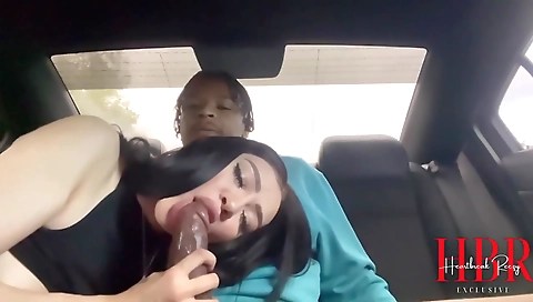 Latina with a big ass rides a dick in the backseat