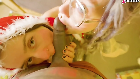 A tattooed blonde chick is going to have a threesome