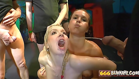 Blonde chick gets fucked by her bestie in the threesome