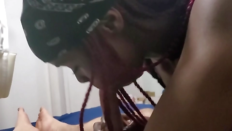 Ebony 18+ gets her mouth fucked with her white dick