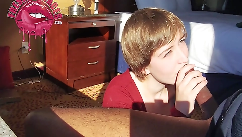 Brunette with a big ass is getting a big cock in her mouth