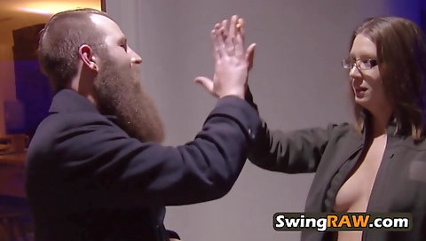 Ebony couple with black and ebony love sharing threesome