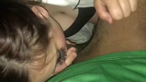 Black chick and her black lover play with huge dick