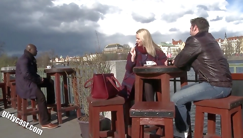 Blonde teen babe getting a cuckolded by a black man