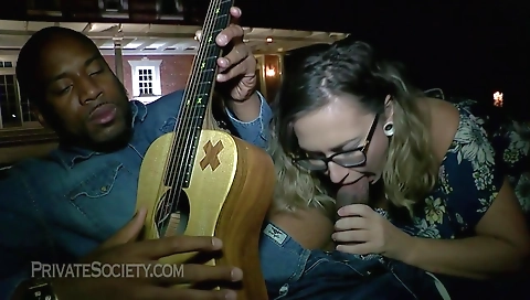 Milf with tattooed tits deep throats her ex husband