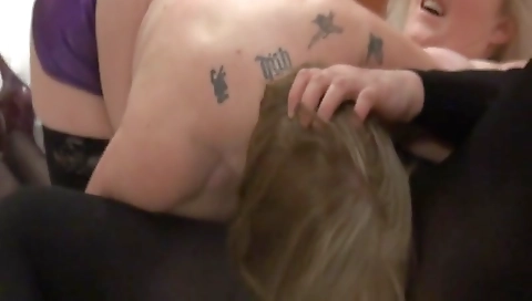 A blonde milf with a sexy ass is getting her man in the bathroom