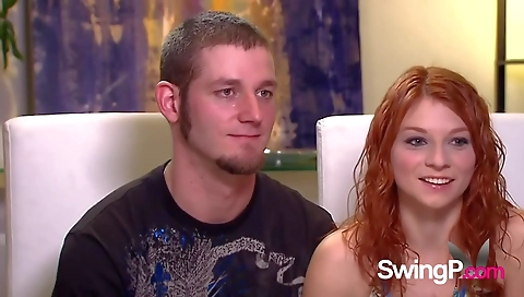 Busty redhead brunette and blonde slut on a swinger